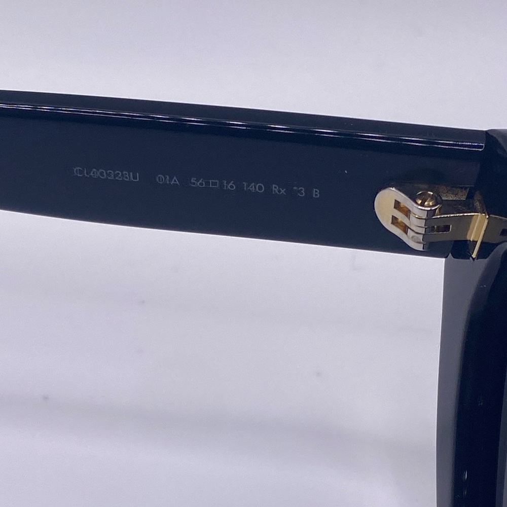 Celine Triomphe Cat-Eye Sunglasses Shiny Black Grey Lenses Gold Emblem 56-16-140 - Picture 5 of 5